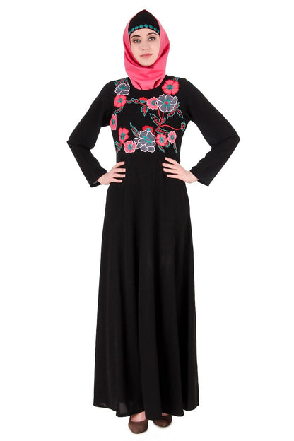 Floral Patchwork Semi-Circular Abaya