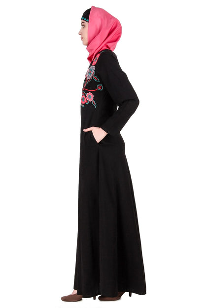 Floral Patchwork Semi-Circular Abaya