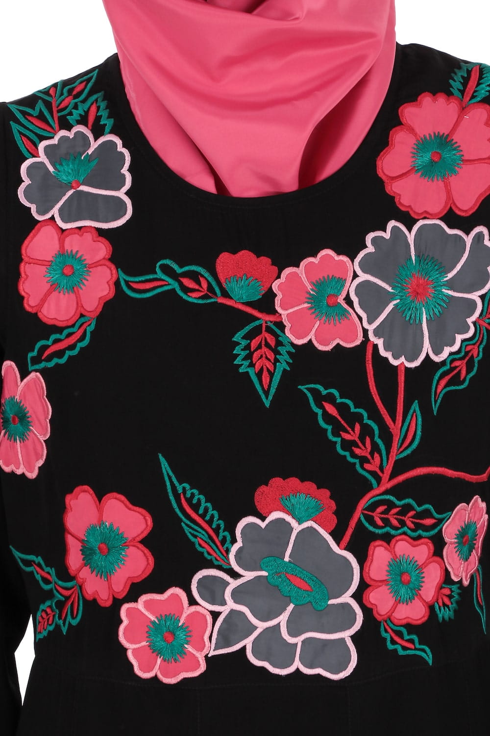 Floral Patchwork Semi-Circular Abaya