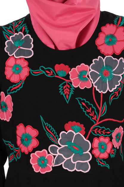Floral Patchwork Semi-Circular Abaya
