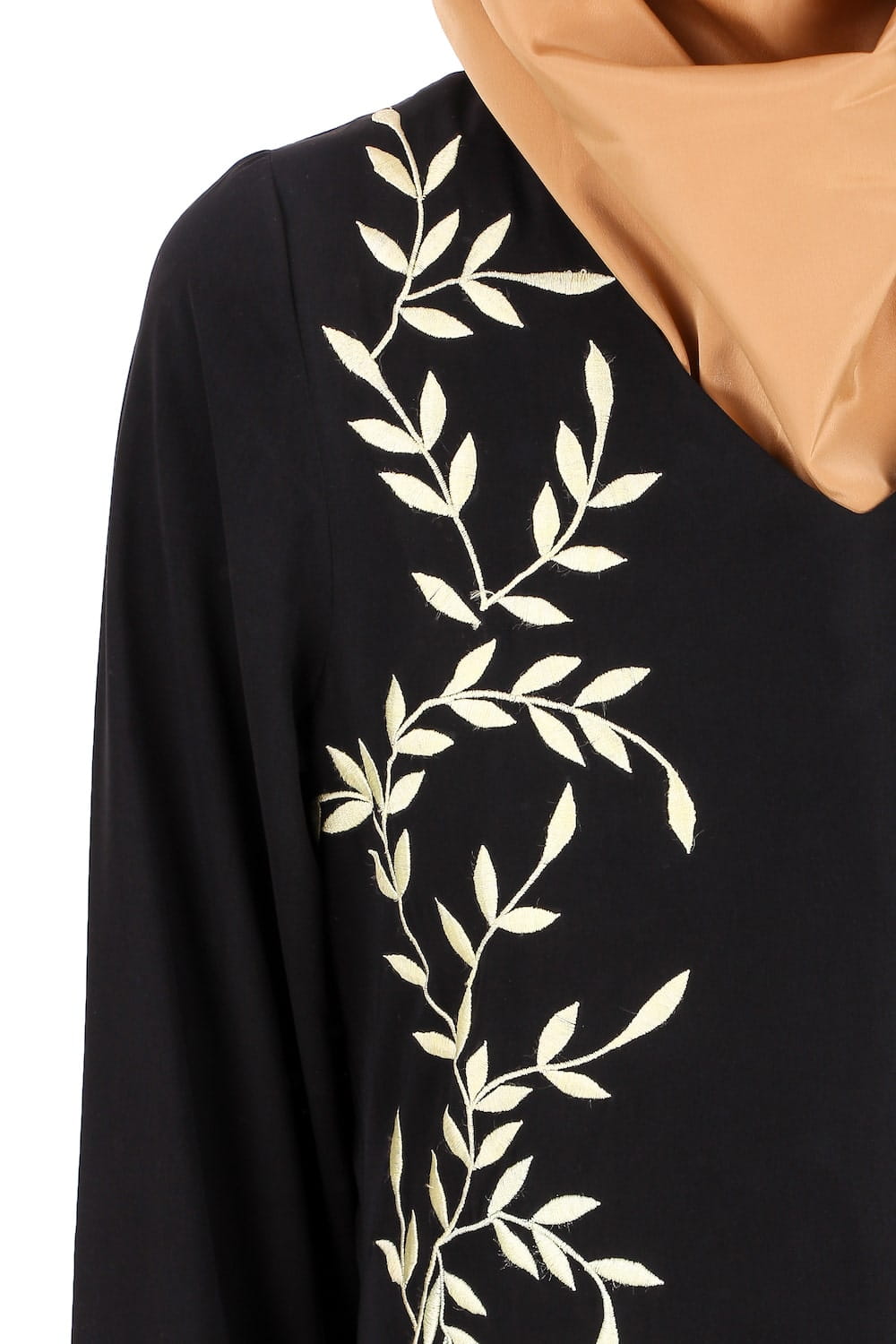 Black Nida Leaf Embroidered Abaya