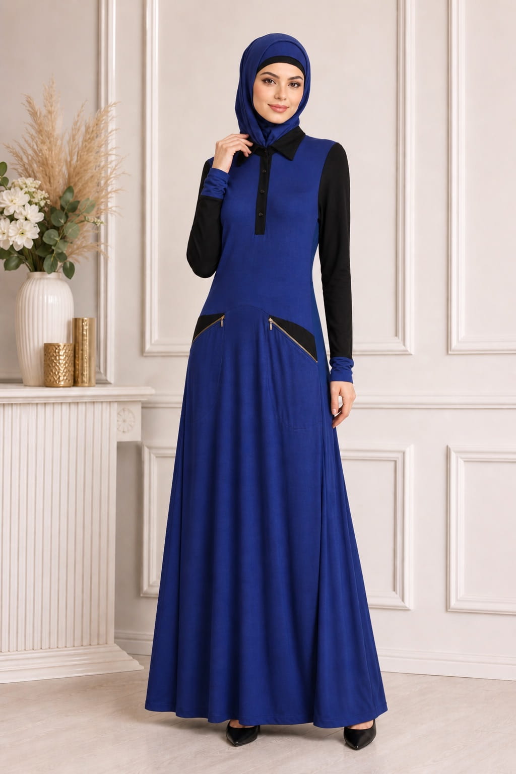 Dual Color Formal Wear Knit Abaya