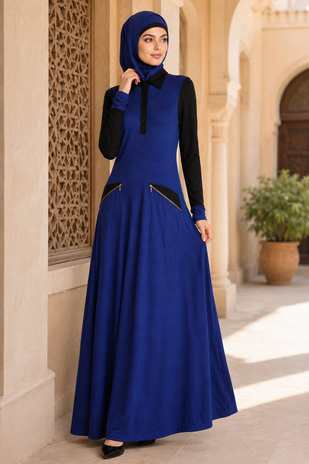 Dual Color Formal Wear Knit Abaya