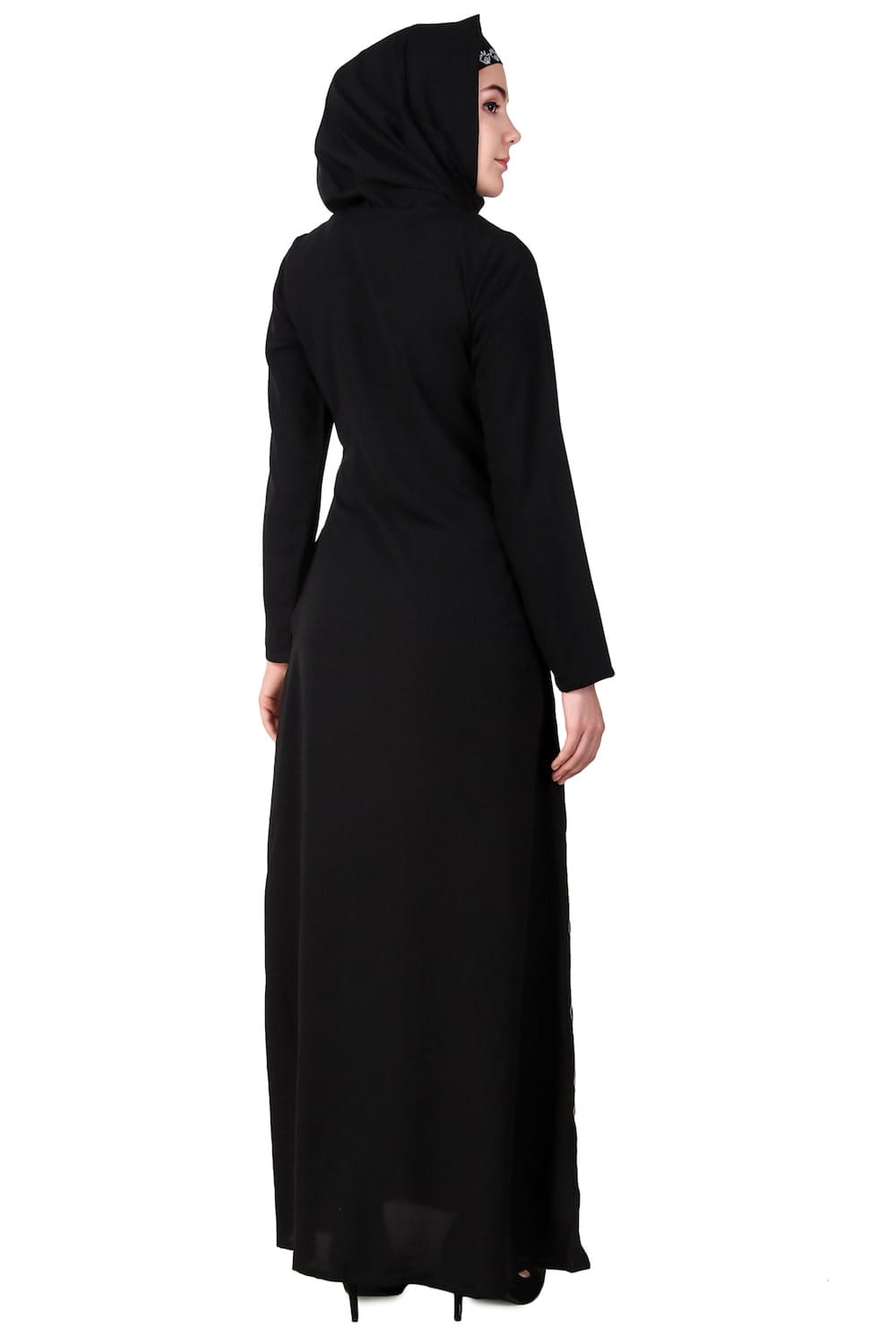 Front Floral Embroidered A-Line Abaya