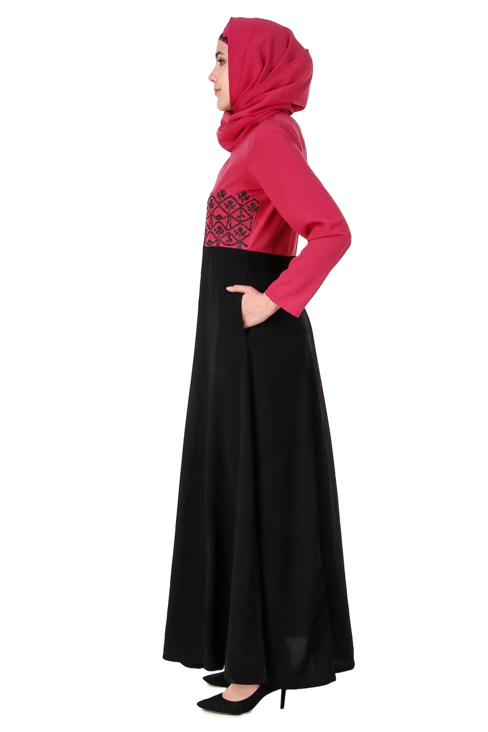 Floral Embroidered Dual Colour Anarkali Abaya