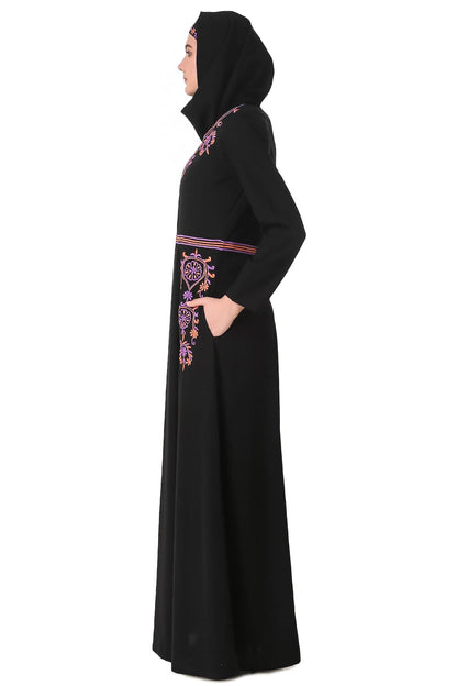Intricate Floral Hand Embroidered Anarkali Abaya