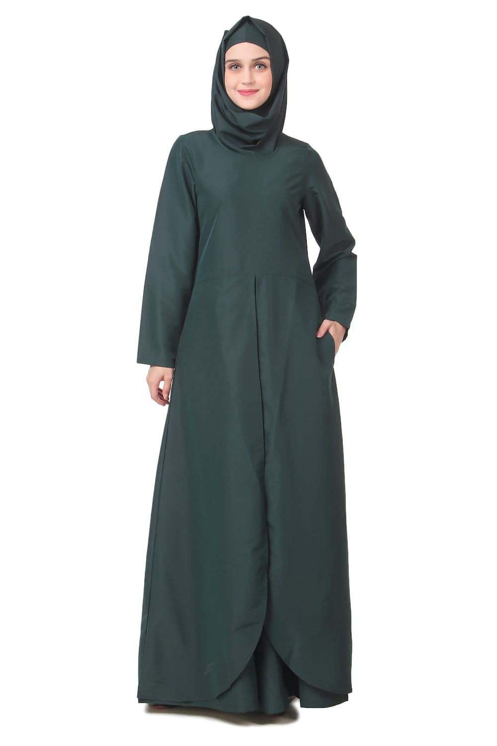 Tulip Cut Dark Green Abaya