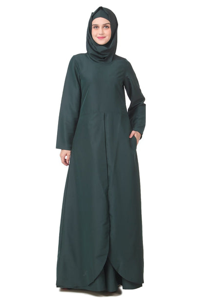 Tulip Cut Dark Green Abaya