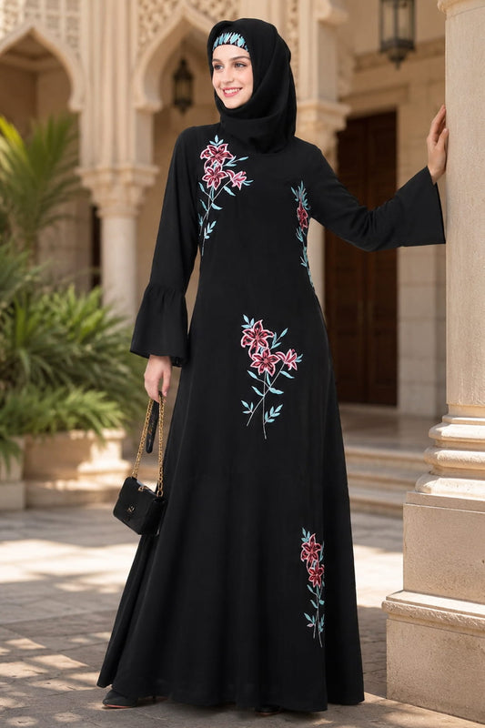 Frock Bottom Floral Nida Abaya