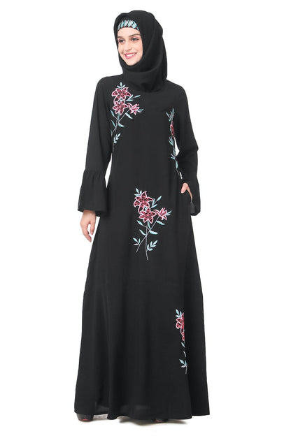 Frock Bottom Floral Nida Abaya