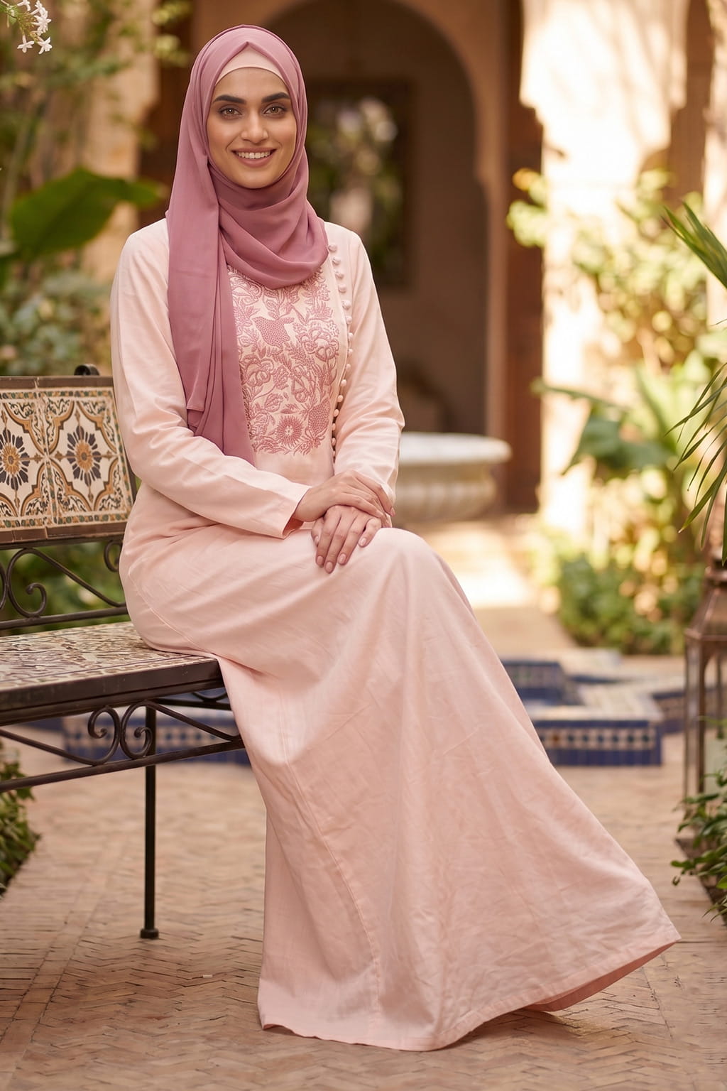 Embellished Side Buttoned Cotton Abaya