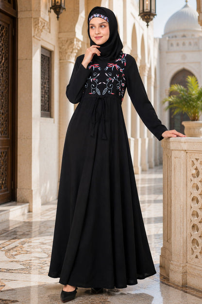 String Fit Waist Anarkali Abaya
