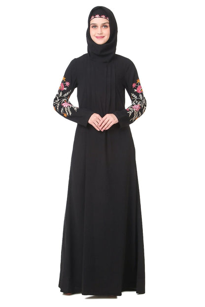 Embellished Sleeve Pleated Front Abaya