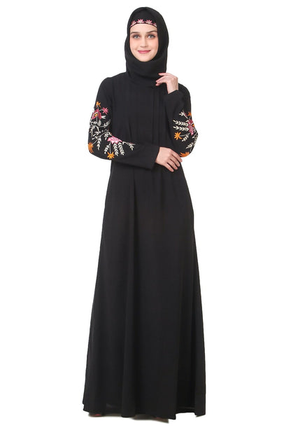 Embellished Sleeve Pleated Front Abaya