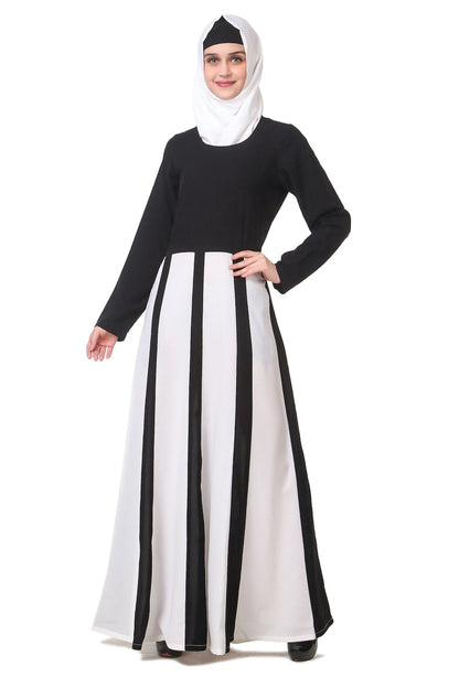 Black And White Multi Panel Anarkali Abaya