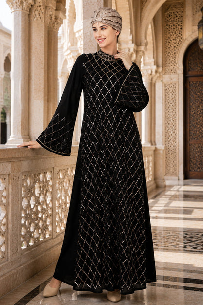 Fancy Eid Abaya Hand Embroidered With Beads And Sequence
