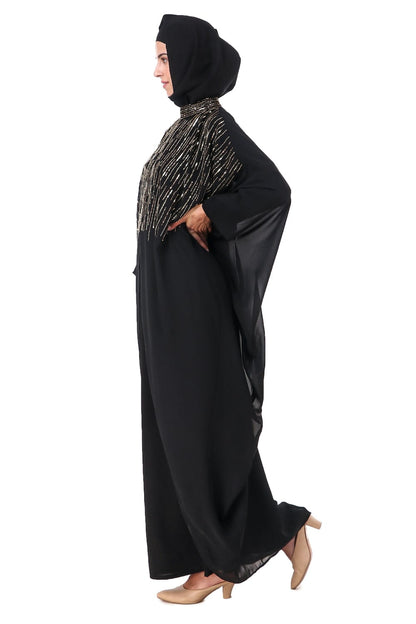 Tulip Cut Eid Kaftan Style Abaya Hand Embroidered With Beads And Sequence