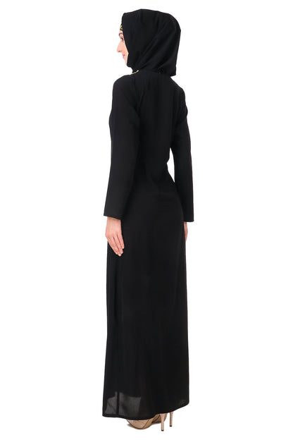 Black Abaya With Gold Embroidery AY-810