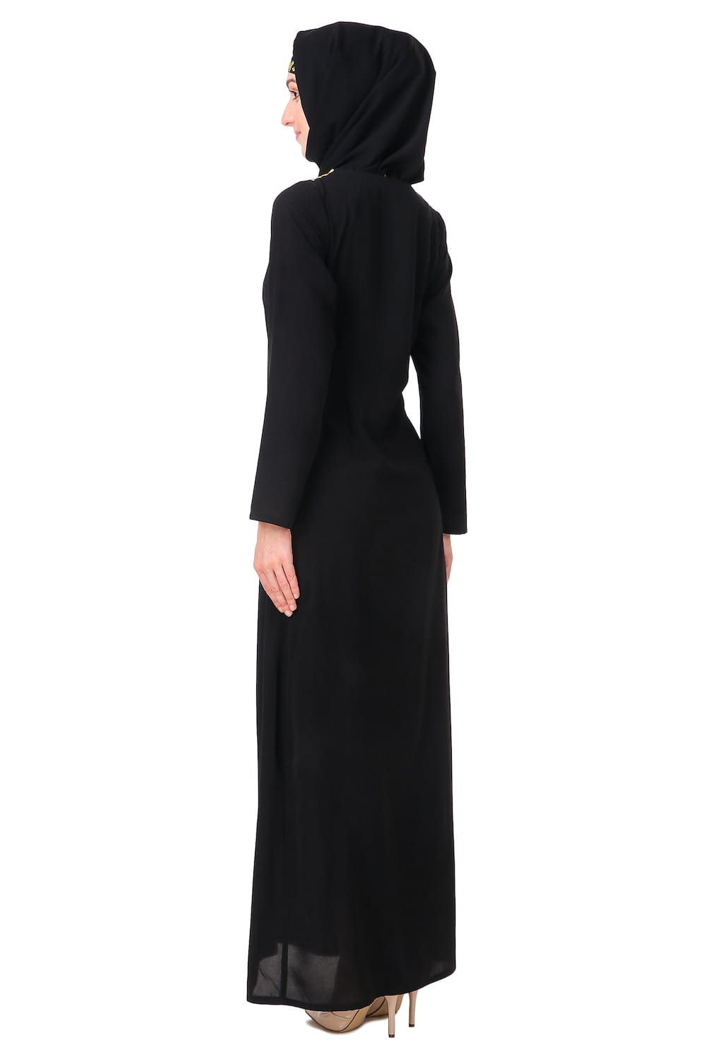 Black Abaya With Gold Embroidery AY-810