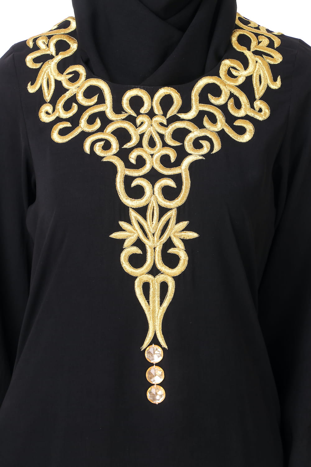 Black Abaya With Gold Embroidery AY-810