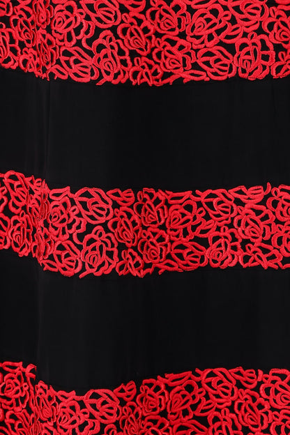 Red Embroidered Lace Abaya