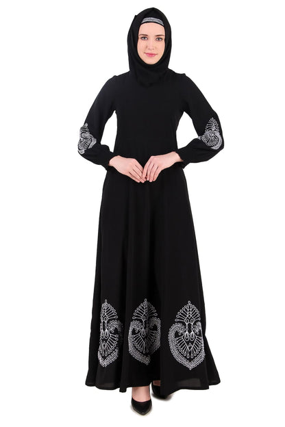 Paisley Embroidery Nida Black Abaya