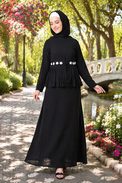 Frilled Georgette Waist A-Line Nida Abaya