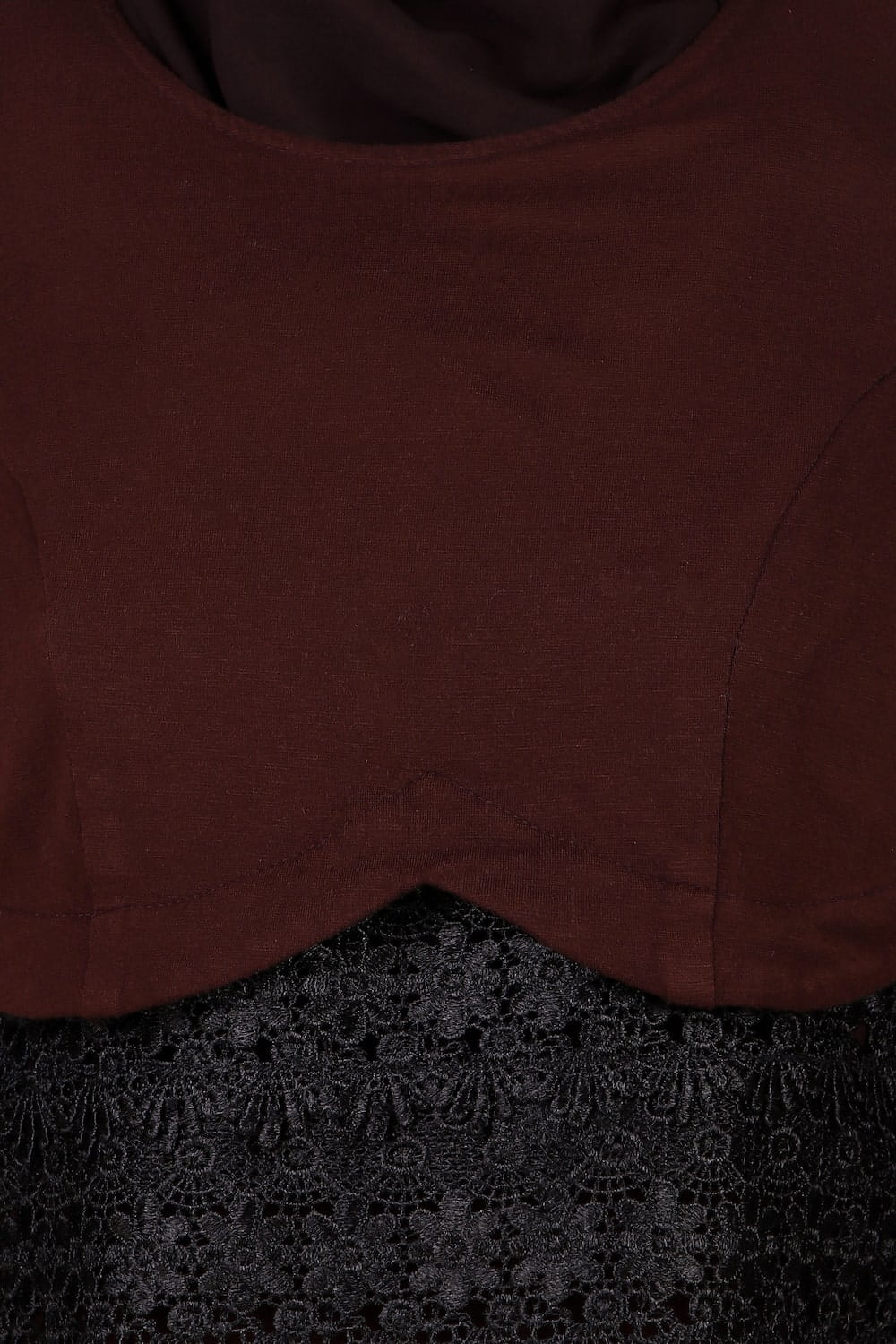 Brown Nida and Jersey Fancy Lace Abaya