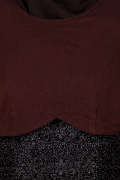 Brown Nida and Jersey Fancy Lace Abaya