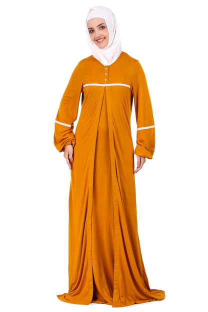 Mustard Jersey Lace Abaya