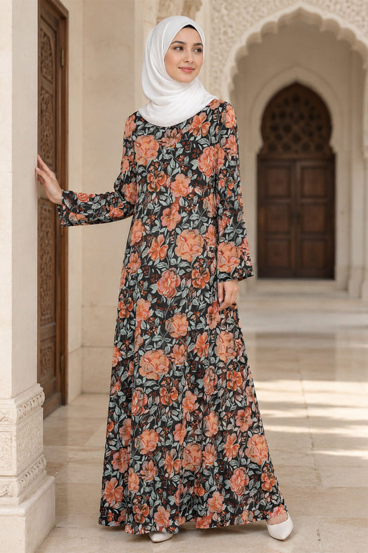 Printed Georgette Dual Layer Abaya AYG-108