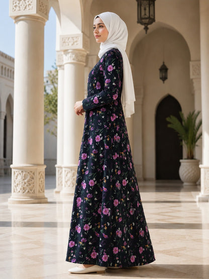 Printed Georgette Dual Layer Abaya AYG-119