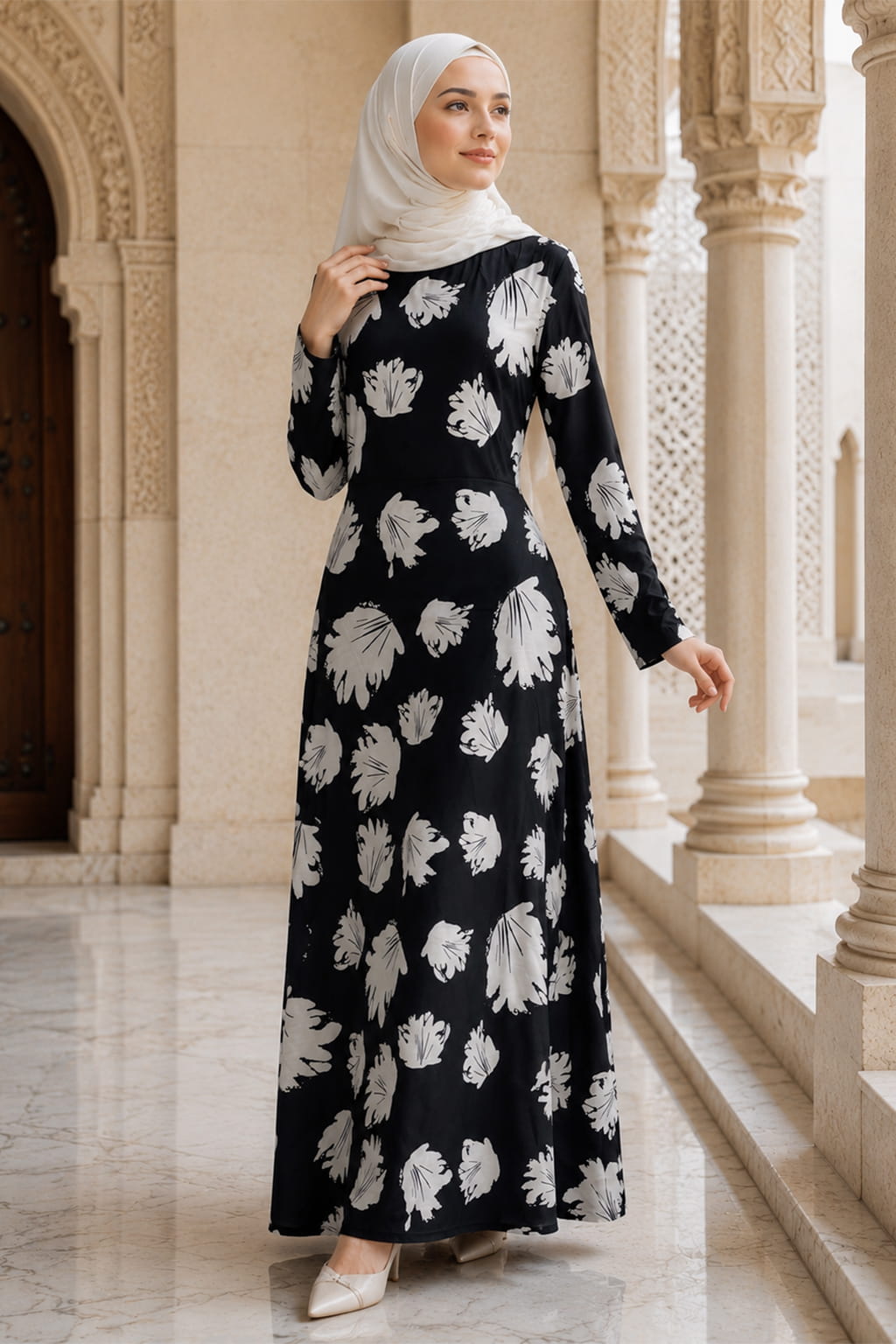 Printed Organza Dual Layer Abaya AYG-128