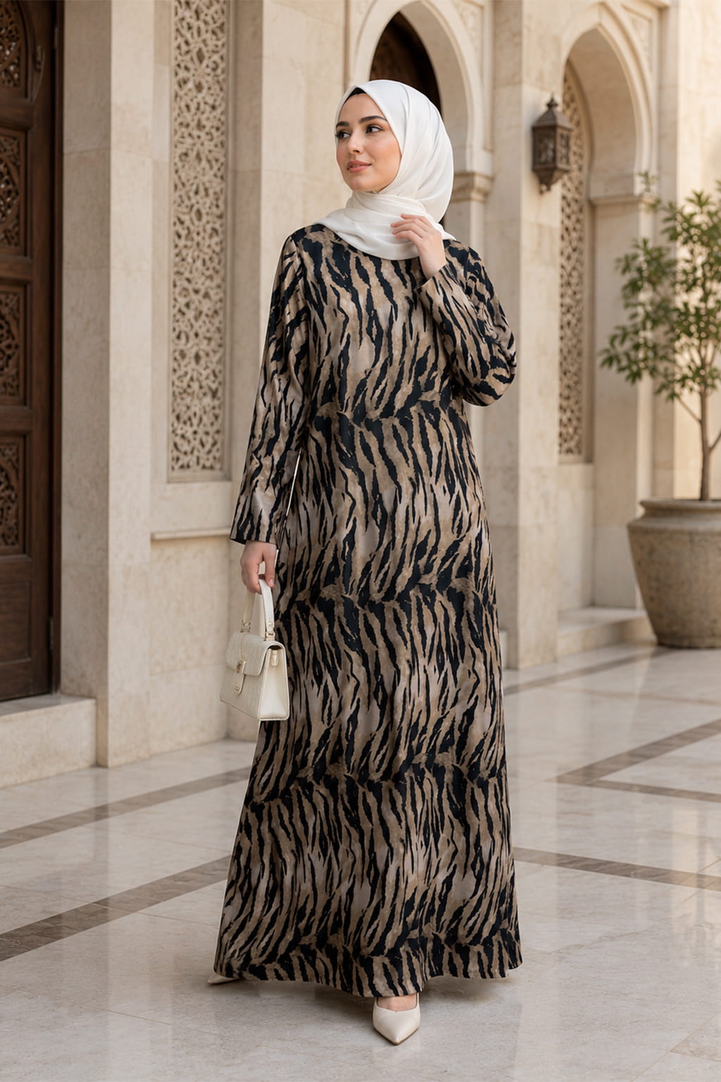 Printed Organza Dual Layer Abaya AYG-129