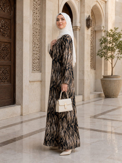Printed Organza Dual Layer Abaya AYG-129