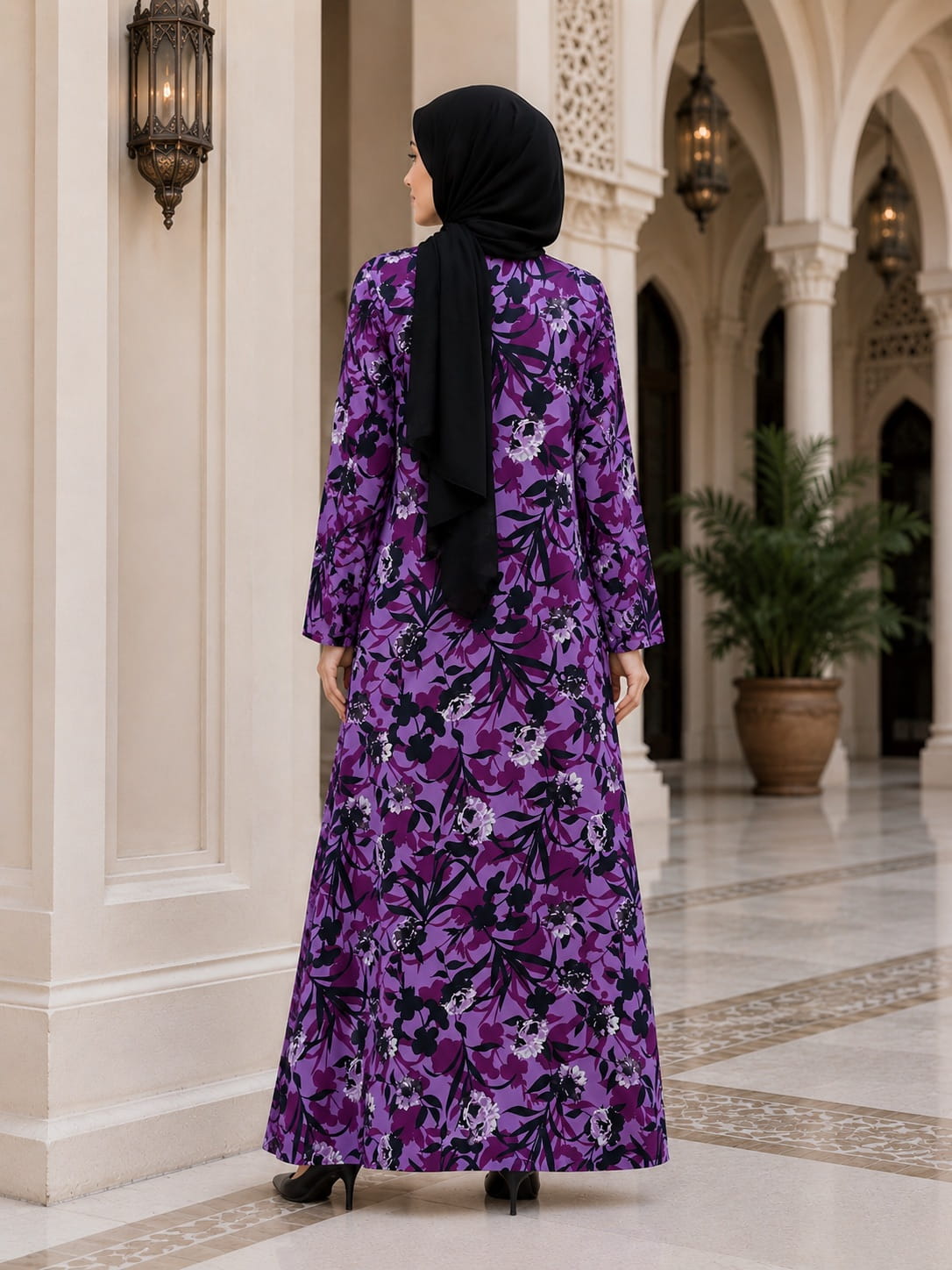 Printed Crepe Abaya AYP-661