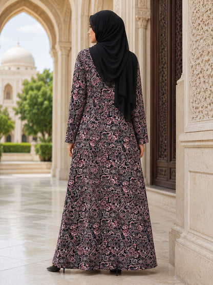 Printed Crepe Abaya AYP-664