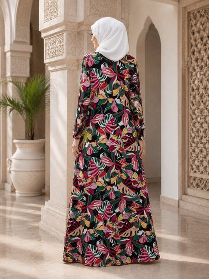Printed Crepe Abaya AYP-666