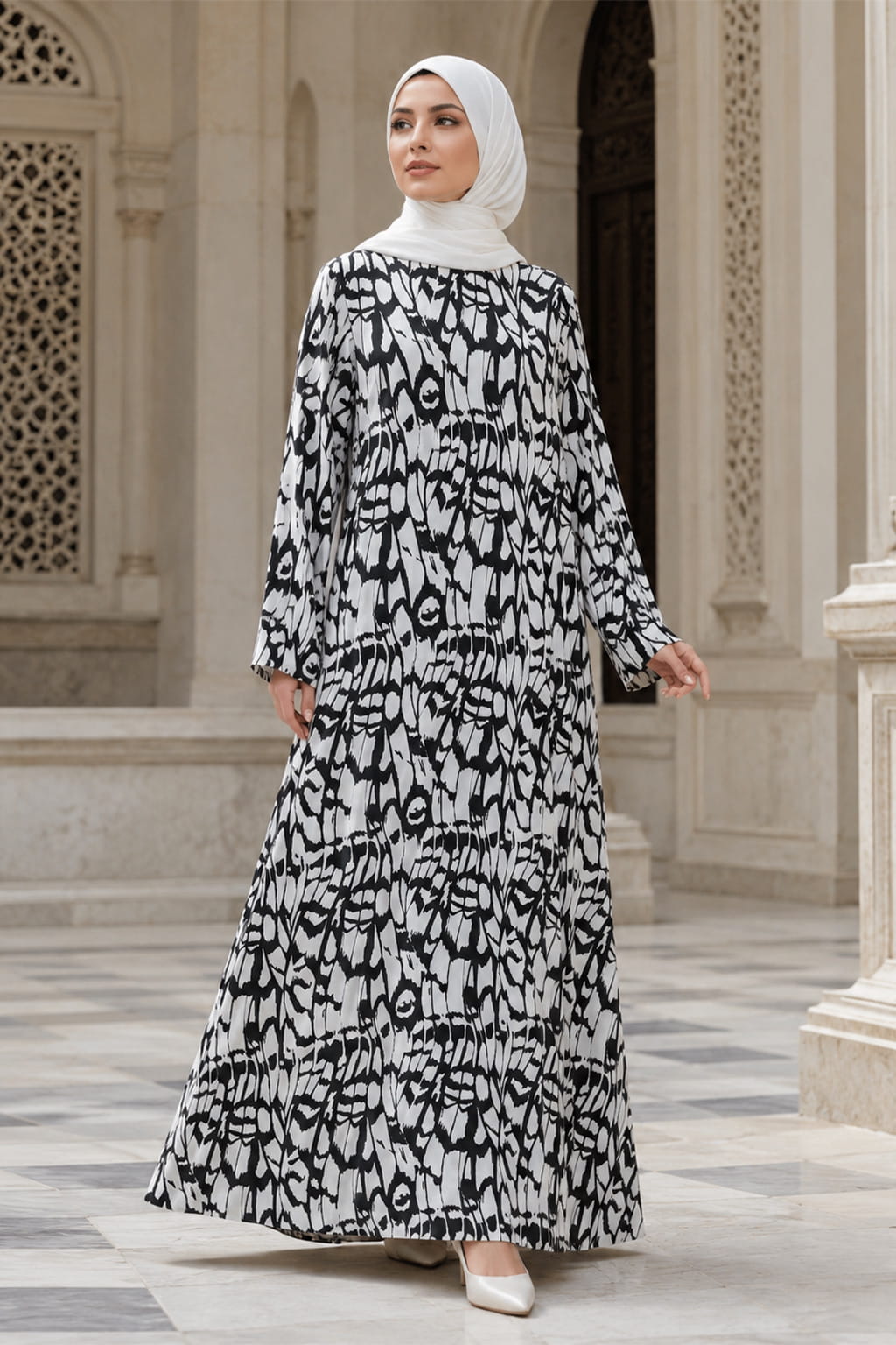 Printed Crepe Abaya AYP-674