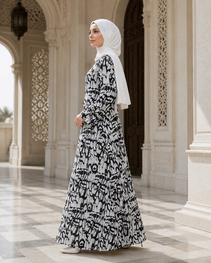Printed Crepe Abaya AYP-674