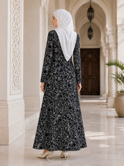 Printed Crepe Abaya AYP-679