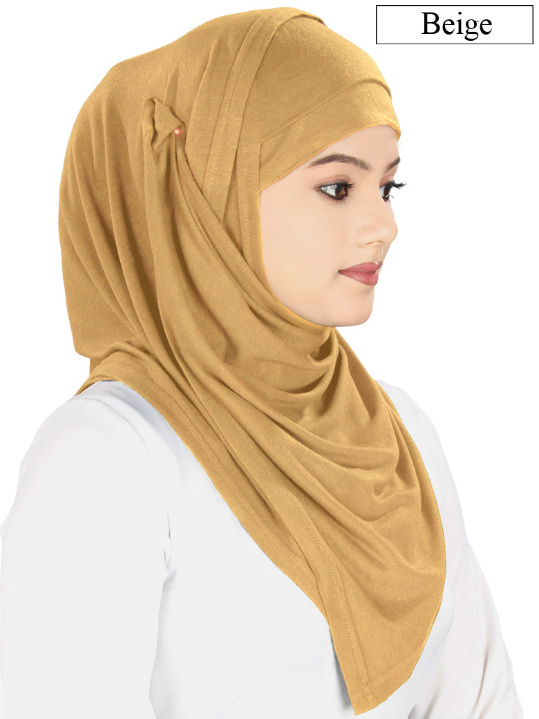 Two Piece Instant Beige Viscose Jersey Hijab
