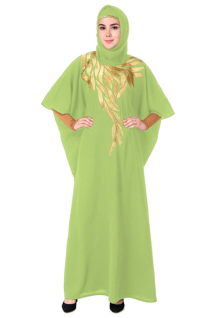 Hand Gold Embroidered Multi Leaf Design Kaftan