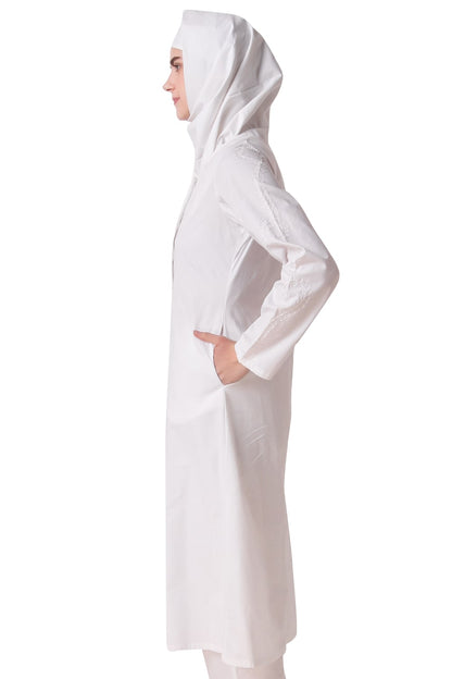 White Front Open Cotton Tunic