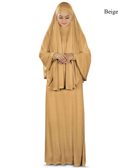 Dua Prayer Set (Khimar + Full Sleeve Dress)  - Soft Viscose Jersey