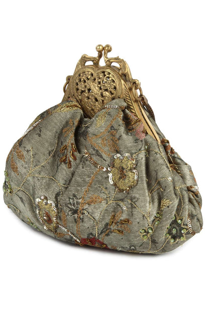 Genesis Brass Frame Olive Green Vintage Style Handbag