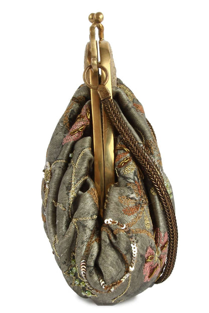 Genesis Brass Frame Olive Green Vintage Style Handbag
