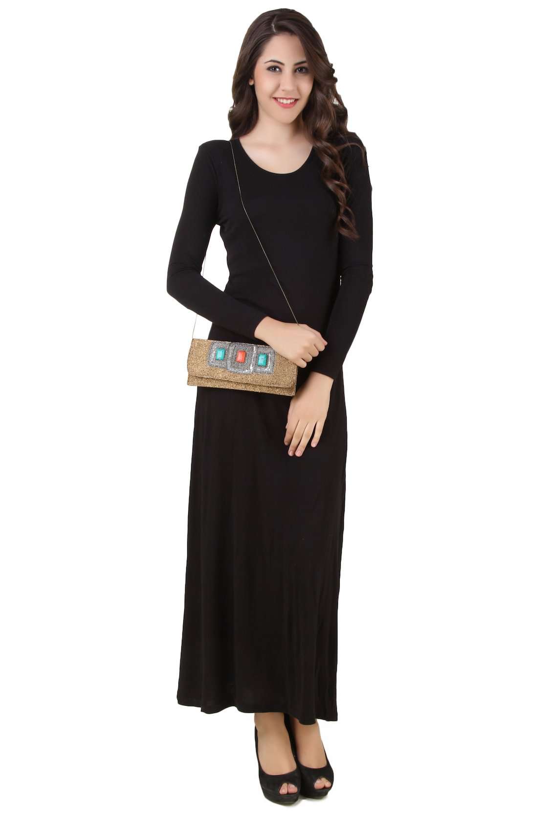 Sadie Gold Hand Embroidered Clutch Bag