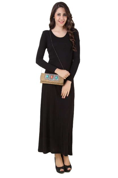 Sadie Gold Hand Embroidered Clutch Bag