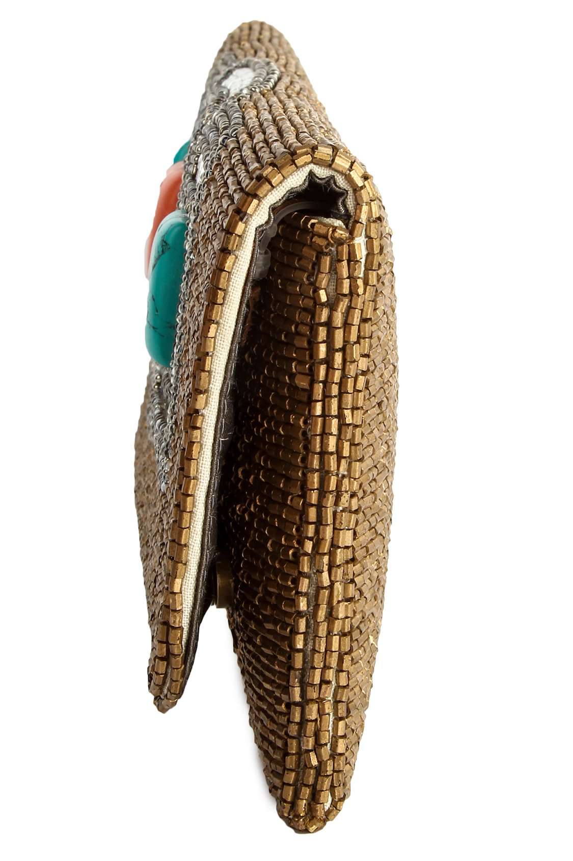 Sadie Gold Hand Embroidered Clutch Bag